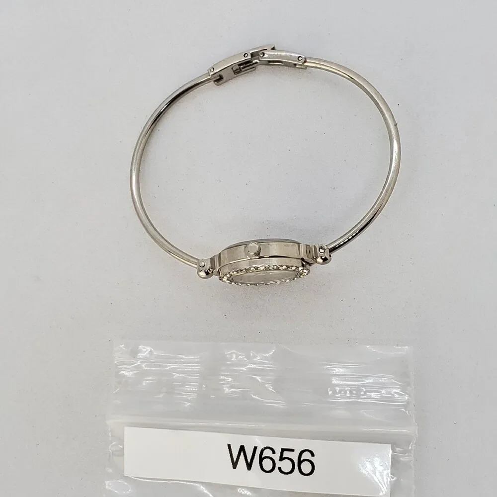 Polini Women's Cuff Watch White Dial Crystal Bezel Gray Bands 6